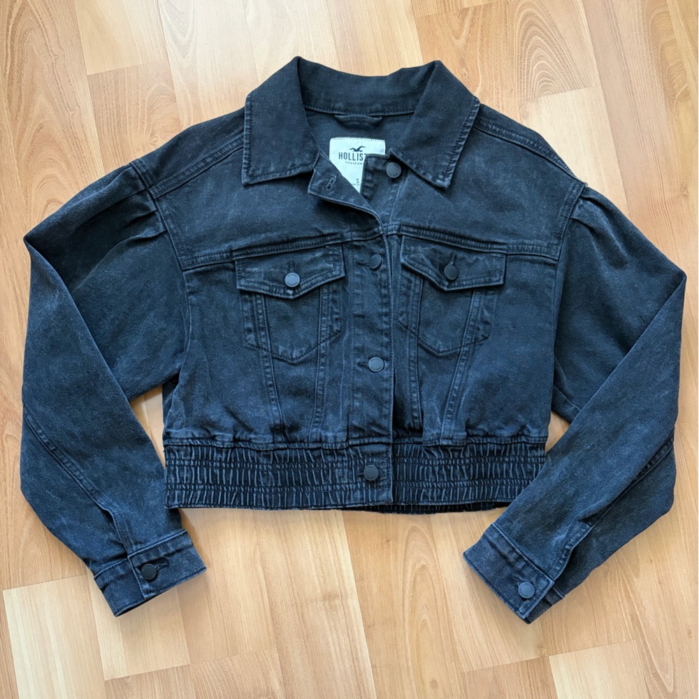 Hollister Black Denim Cropped Jacket
